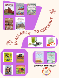 A flyer promoting new books and equipment available to support the barn quilt project